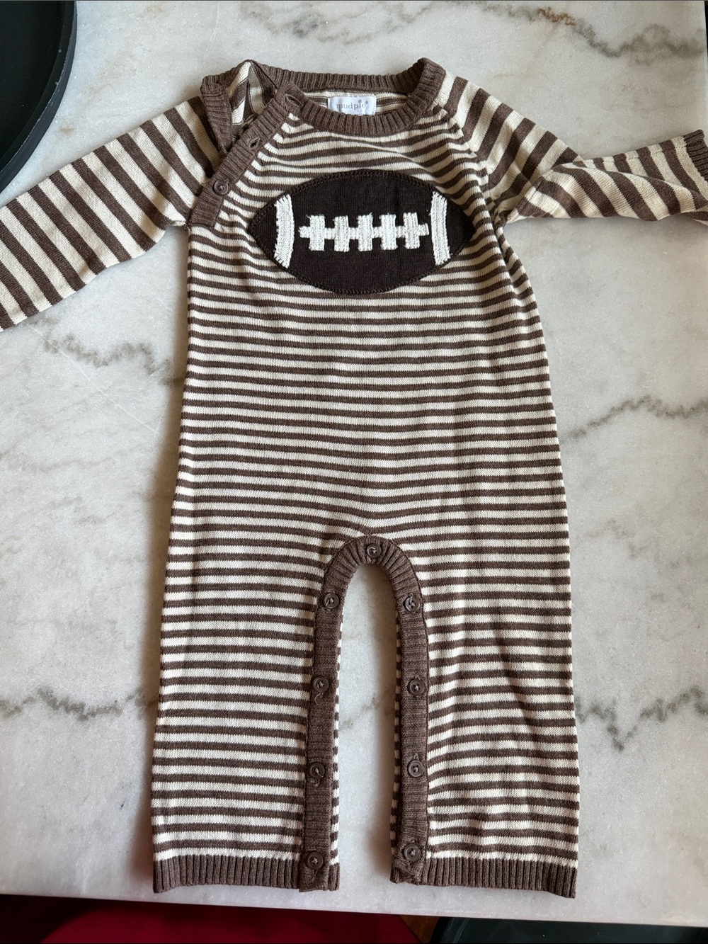 Striped Brown & Cream Football One-Piece for Kids